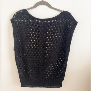 New NWT Black Knit open crop Dolman sleeve White House black market top Medium